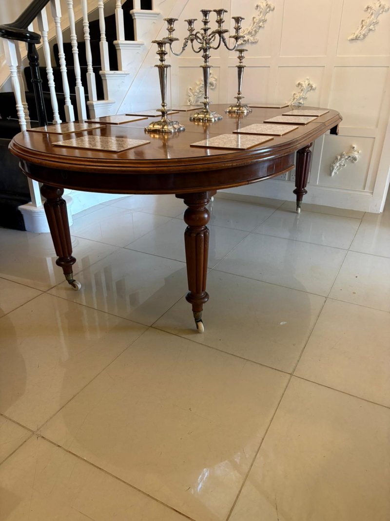 Antique Victorian Mahogany Extending Dining Table, Wind Out Oval Dining Table on Castors - Image 7